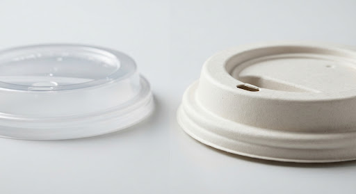Paper lid compared to a traditional plastic lid